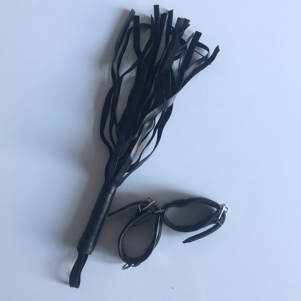 100% Leather Whip and Cuffs - NEVER USED